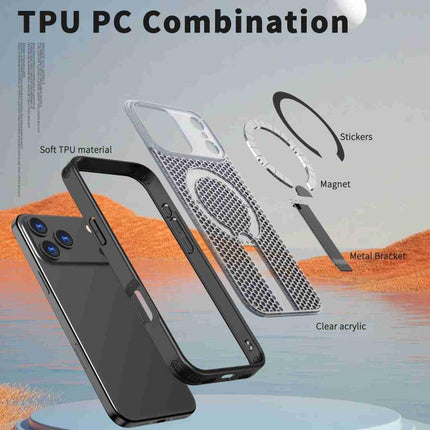 kalebol Honeycomb Cooling MagSafe Holder Phone Case, For iPhone 17 Pro, For iPhone 17, For iPhone Air, For iPhone 16 Pro Max