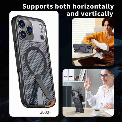 kalebol Honeycomb Cooling MagSafe Holder Phone Case, For iPhone 17 Pro, For iPhone 17, For iPhone Air, For iPhone 16 Pro Max