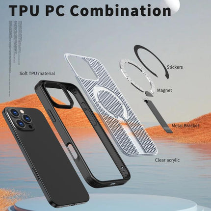 kalebol Honeycomb Cooling MagSafe Holder Phone Case, For iPhone 16 Pro, For iPhone 16 Plus, For iPhone 16, For iPhone 15 Pro Max