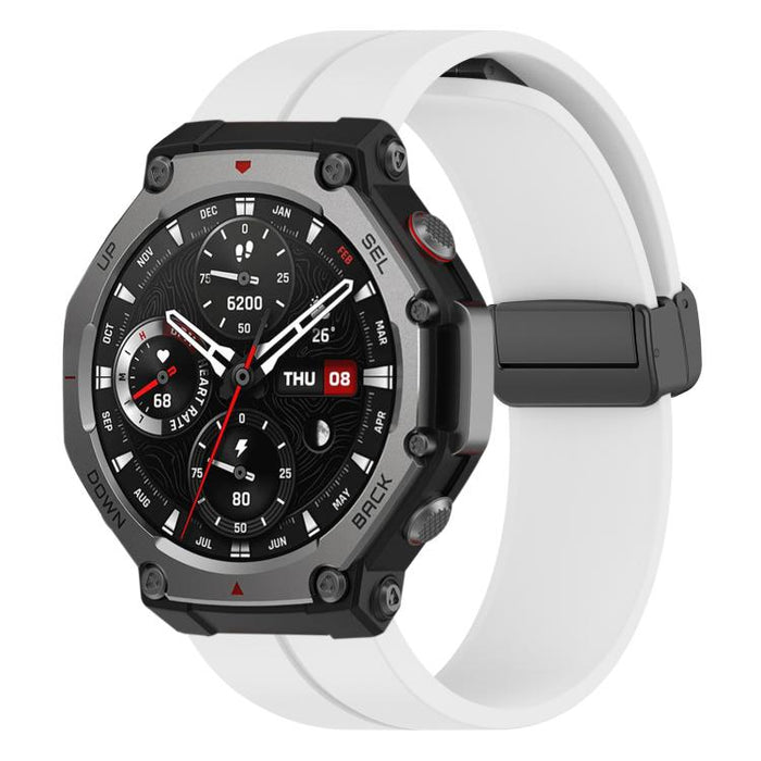 xDfind  Flat Head Groove Folding Black Buckle Silicone Watch Band, For Amazfit T-Rex 3