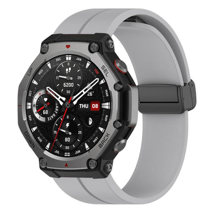 xDfind  Flat Head Groove Folding Black Buckle Silicone Watch Band, For Amazfit T-Rex 3