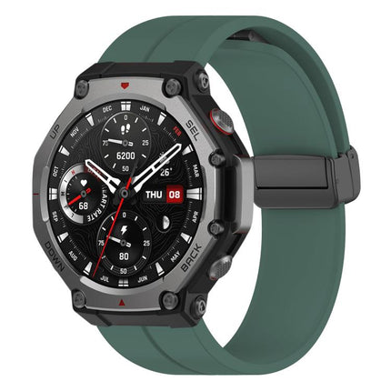 xDfind  Flat Head Groove Folding Black Buckle Silicone Watch Band, For Amazfit T-Rex 3