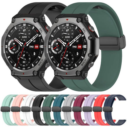 xDfind  Flat Head Groove Folding Black Buckle Silicone Watch Band, For Amazfit T-Rex 3