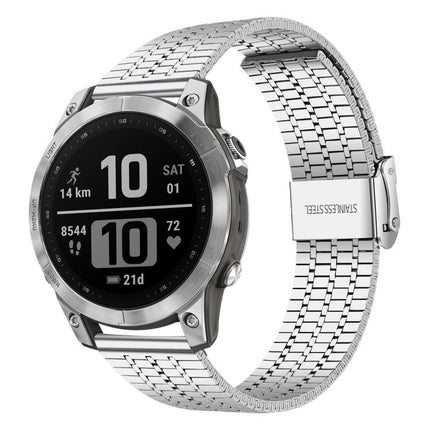 xDfind Seven Beads Buckle Stainless Steel Watch Band, For Garmin Fenix 8 / 7X / 6X / 5X 26mm, For Garmin Fenix 8 / 7 / 6 / 5 22mm