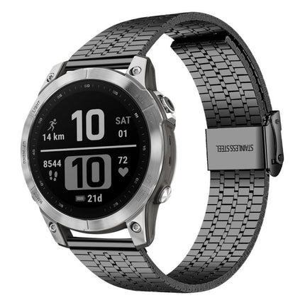 xDfind Seven Beads Buckle Stainless Steel Watch Band, For Garmin Fenix 8 / 7X / 6X / 5X 26mm, For Garmin Fenix 8 / 7 / 6 / 5 22mm