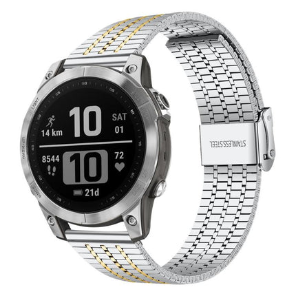 xDfind Seven Beads Buckle Stainless Steel Watch Band, For Garmin Fenix 8 / 7X / 6X / 5X 26mm, For Garmin Fenix 8 / 7 / 6 / 5 22mm