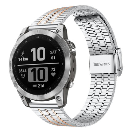 xDfind Seven Beads Buckle Stainless Steel Watch Band, For Garmin Fenix 8 / 7X / 6X / 5X 26mm, For Garmin Fenix 8 / 7 / 6 / 5 22mm