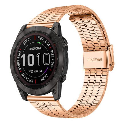xDfind Seven Beads Buckle Stainless Steel Watch Band, For Garmin Fenix 8 / 7X / 6X / 5X 26mm, For Garmin Fenix 8 / 7 / 6 / 5 22mm
