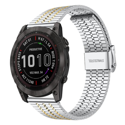 xDfind Seven Beads Buckle Stainless Steel Watch Band, For Garmin Fenix 8 / 7X / 6X / 5X 26mm, For Garmin Fenix 8 / 7 / 6 / 5 22mm