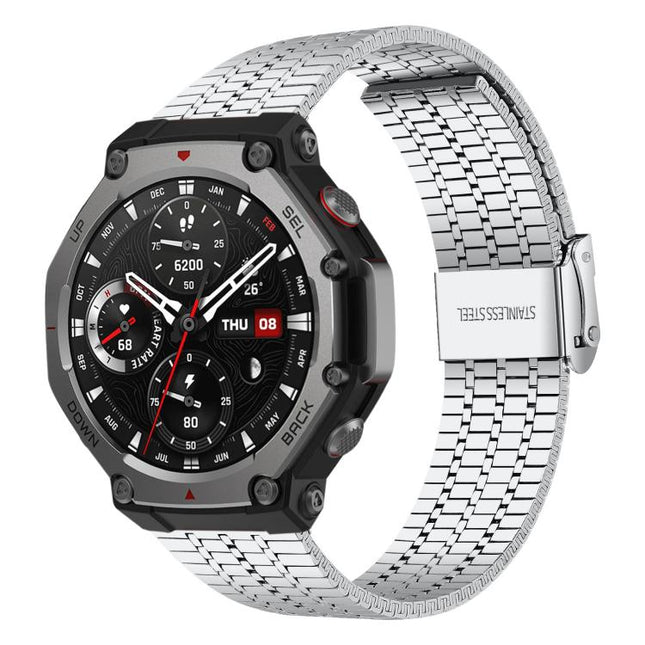 xDfind Seven Beads Buckle Stainless Steel Watch Band, For Amazfit T-Rex 3