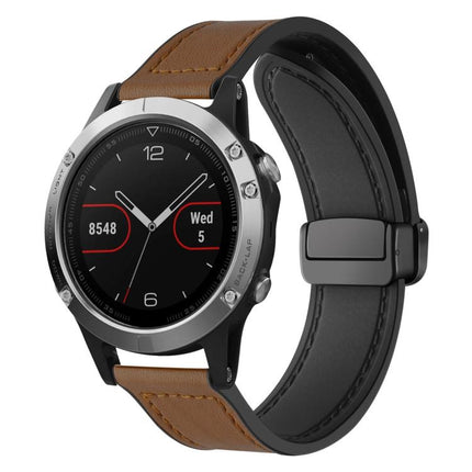 xDfind Crazy Horse Pattern Silicone Skin Magnetic Buckle Watch Band, For Garmin Fenix 8 / 7X / 6X / 5X 26mm, For Garmin Fenix 8 / 7 / 6 / 5 22mm