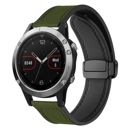 xDfind Crazy Horse Pattern Silicone Skin Magnetic Buckle Watch Band, For Garmin Fenix 8 / 7X / 6X / 5X 26mm, For Garmin Fenix 8 / 7 / 6 / 5 22mm