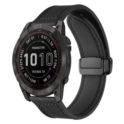 xDfind Crazy Horse Pattern Silicone Skin Magnetic Buckle Watch Band, For Garmin Fenix 8 / 7X / 6X / 5X 26mm, For Garmin Fenix 8 / 7 / 6 / 5 22mm