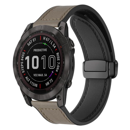 xDfind Crazy Horse Pattern Silicone Skin Magnetic Buckle Watch Band, For Garmin Fenix 8 / 7X / 6X / 5X 26mm, For Garmin Fenix 8 / 7 / 6 / 5 22mm
