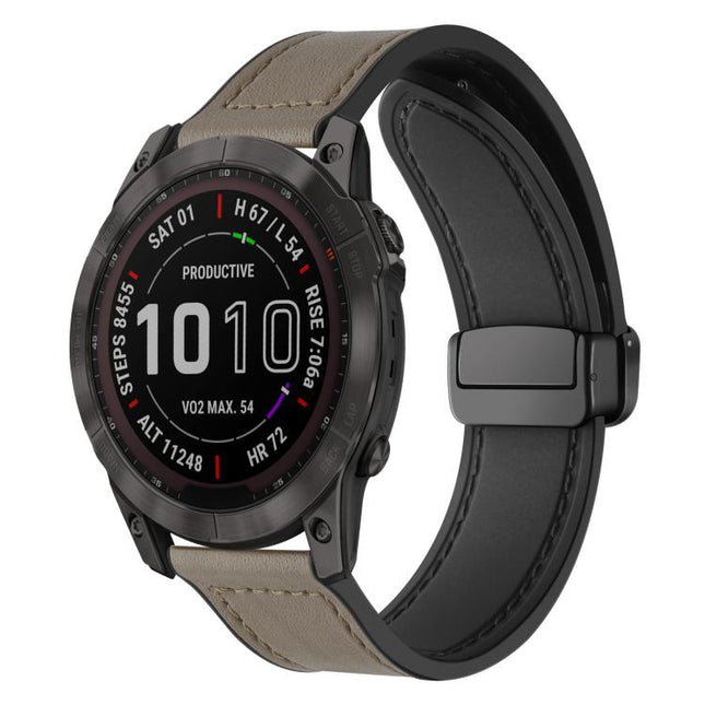 xDfind Crazy Horse Pattern Silicone Skin Magnetic Buckle Watch Band, For Garmin Fenix 8 / 7X / 6X / 5X 26mm, For Garmin Fenix 8 / 7 / 6 / 5 22mm