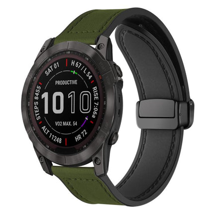 xDfind Crazy Horse Pattern Silicone Skin Magnetic Buckle Watch Band, For Garmin Fenix 8 / 7X / 6X / 5X 26mm, For Garmin Fenix 8 / 7 / 6 / 5 22mm