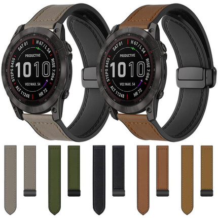 xDfind Crazy Horse Pattern Silicone Skin Magnetic Buckle Watch Band, For Garmin Fenix 8 / 7X / 6X / 5X 26mm, For Garmin Fenix 8 / 7 / 6 / 5 22mm