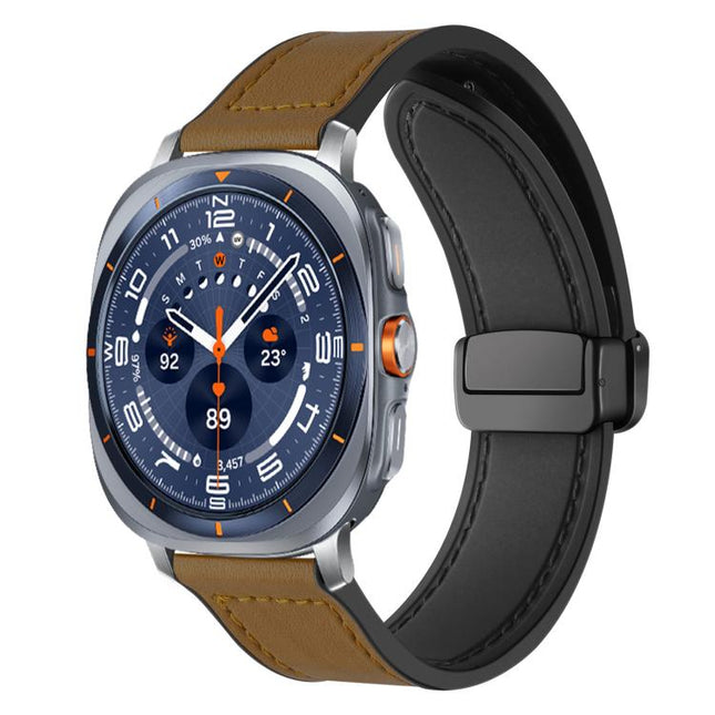 xDfind Crazy Horse Pattern Silicone Skin Magnetic Buckle Watch Band, For Galaxy Watch Ultra2 2026 / 2025 / 1 2024, For Galaxy Watch9 / 8 / 8 Classic