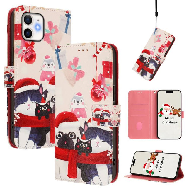 Christmas Series Buckle Leather Phone Case with Hand Strap, For iPhone 11 Pro Max, For iPhone 11, For iPhone 11 Pro, For iPhone XS / X