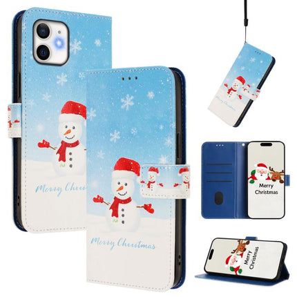Christmas Series Buckle Leather Phone Case with Hand Strap, For iPhone 11 Pro Max, For iPhone 11, For iPhone 11 Pro, For iPhone XS / X