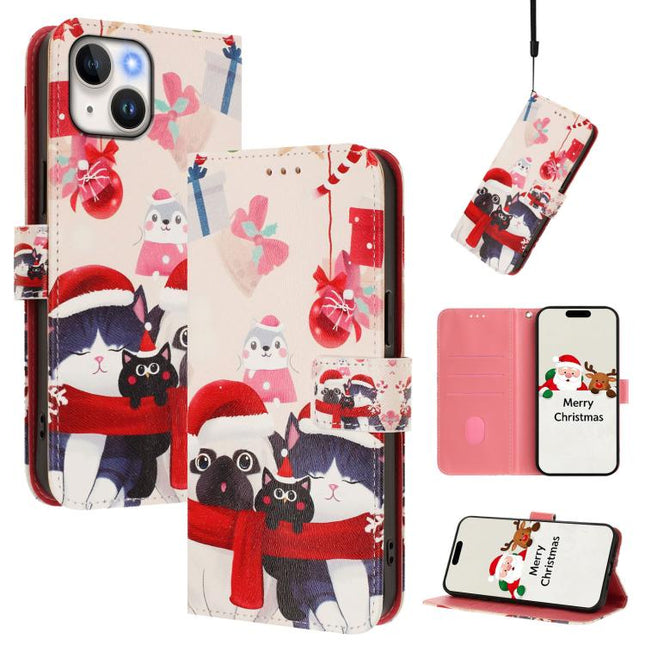 Christmas Series Buckle Leather Phone Case with Hand Strap, For iPhone 13 mini, For iPhone 12 Pro / 12, For iPhone 12 Pro Max, For iPhone 12 mini