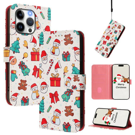 Christmas Series Buckle Leather Phone Case with Hand Strap, For iPhone 14 Pro Max, For iPhone SE 2022 / SE 2020 / 8 / 7, For iPhone 13 Pro Max, For iPhone 13 Pro