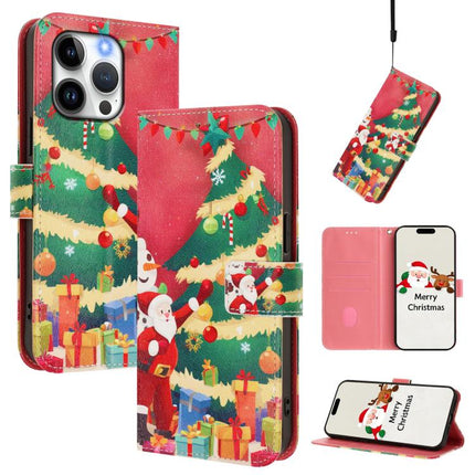 Christmas Series Buckle Leather Phone Case with Hand Strap, For iPhone 14 Pro Max, For iPhone SE 2022 / SE 2020 / 8 / 7, For iPhone 13 Pro Max, For iPhone 13 Pro