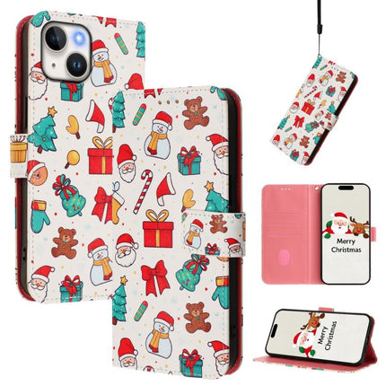 Christmas Series Buckle Leather Phone Case with Hand Strap, For iPhone 16, For iPhone 15 Pro Max, For iPhone 15 Pro, For iPhone 15 Plus