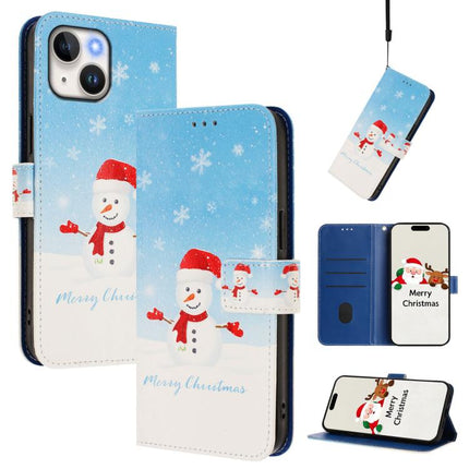 Christmas Series Buckle Leather Phone Case with Hand Strap, For iPhone 16, For iPhone 15 Pro Max, For iPhone 15 Pro, For iPhone 15 Plus