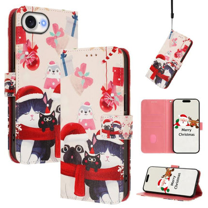 Christmas Series Buckle Leather Phone Case with Hand Strap, For iPhone 17e / 16e, For iPhone 17 Pro Max, For iPhone 17 Pro, For iPhone 17