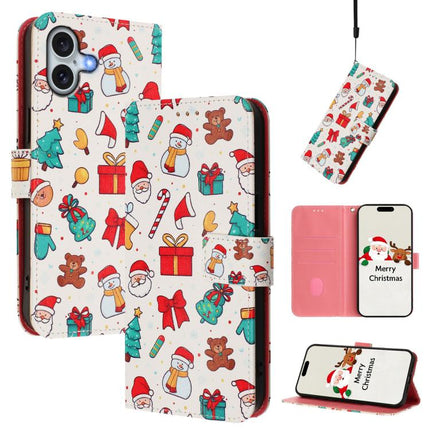 Christmas Series Buckle Leather Phone Case with Hand Strap, For iPhone 17 Pro Max, For iPhone 17 Pro, For iPhone 17, For iPhone Air