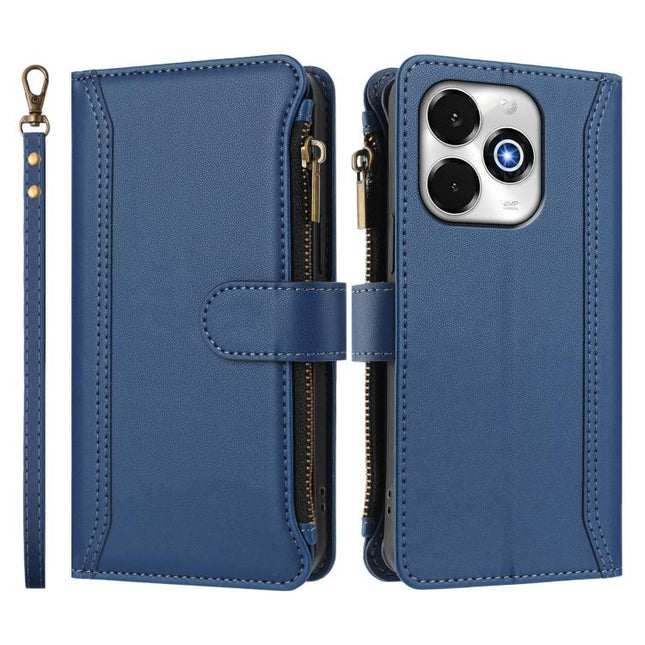 Magnetic Closure 9 Card Slots Zipper Leather Case with Hand Strap, For UMIDIGI G100X 5G / 4G, For UMIDIGI G100 Pro