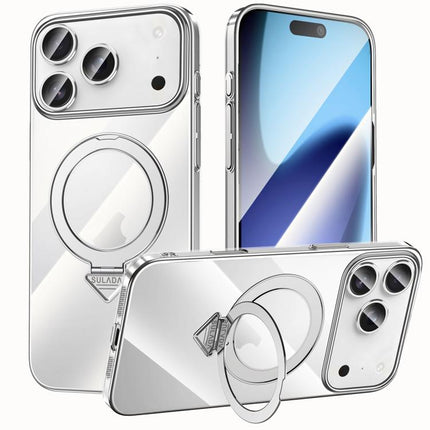 SULADA Electroplated Transparent MagSafe Holder Phone Case, For iPhone 18 Pro, For iPhone 18 Pro Max, For iPhone 17 Pro Max, For iPhone 17 Pro, For iPhone 17
