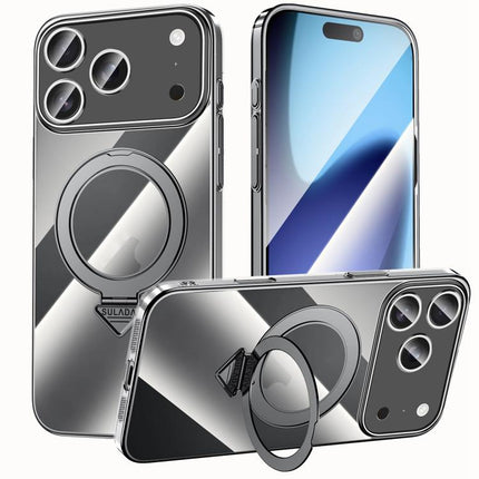SULADA Electroplated Transparent MagSafe Holder Phone Case, For iPhone 18 Pro, For iPhone 18 Pro Max, For iPhone 17 Pro Max, For iPhone 17 Pro, For iPhone 17