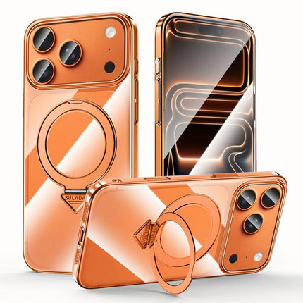 SULADA Electroplated Transparent MagSafe Holder Phone Case, For iPhone 18 Pro, For iPhone 18 Pro Max, For iPhone 17 Pro Max, For iPhone 17 Pro, For iPhone 17