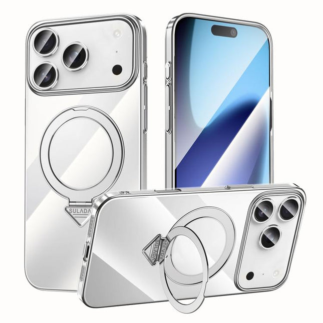 SULADA Electroplated Transparent MagSafe Holder Phone Case, For iPhone 18 Pro, For iPhone 18 Pro Max, For iPhone 17 Pro Max, For iPhone 17 Pro, For iPhone 17