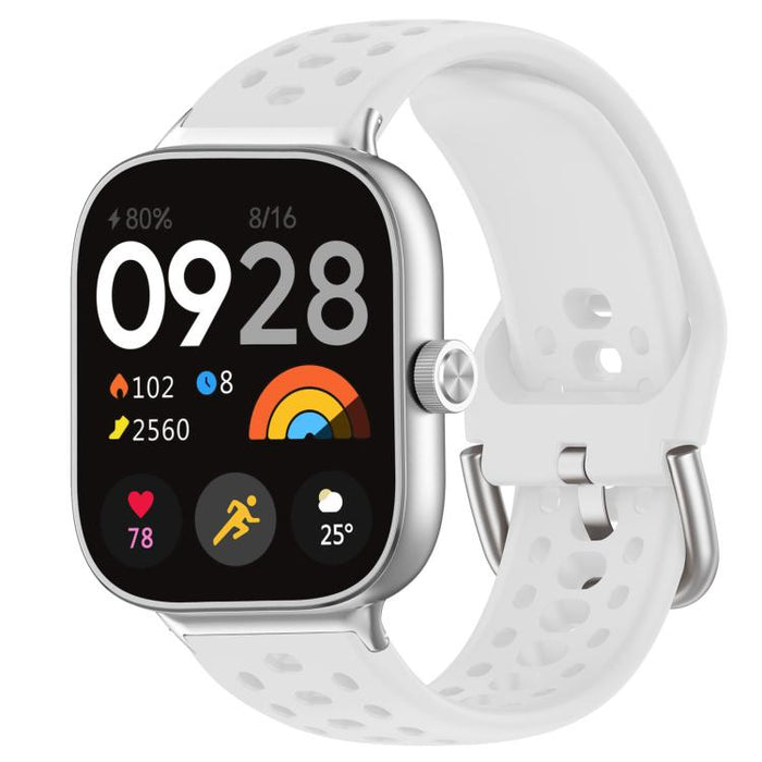 xDfind Silver Buckle Silicone Sport Watch Band, For Xiaomi Band 10 Pro / 9 Pro / Redmi Watch 6, For Redmi Watch 3 Active / Watch 3 Lite