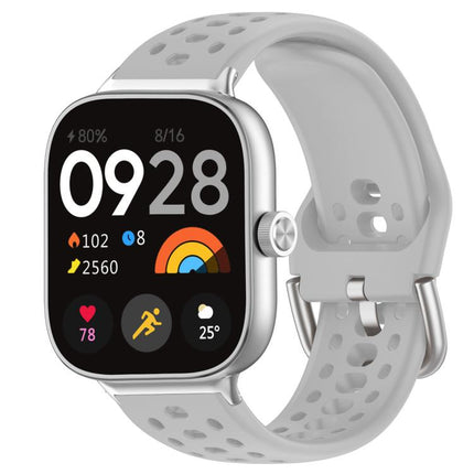 xDfind Silver Buckle Silicone Sport Watch Band, For Xiaomi Band 10 Pro / 9 Pro / Redmi Watch 6, For Redmi Watch 3 Active / Watch 3 Lite
