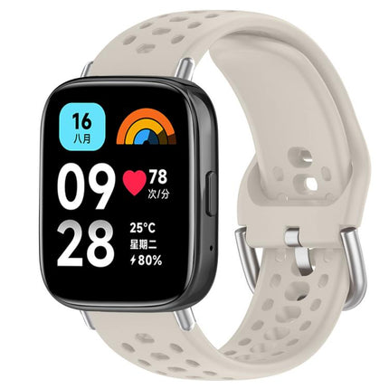 xDfind Silver Buckle Silicone Sport Watch Band, For Xiaomi Band 10 Pro / 9 Pro / Redmi Watch 6, For Redmi Watch 3 Active / Watch 3 Lite