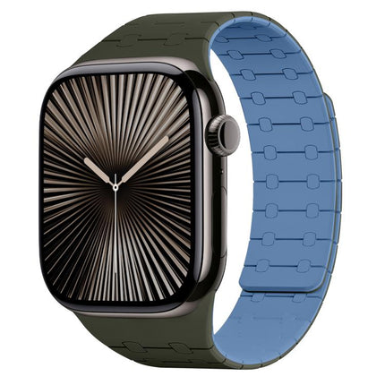 xDfind Contrasting Colors Magnetic Silicone Watch Band, For Apple Watch 42 / 44 / 45 / 46 / 49mm, For Apple Watch 38 / 40 / 41 / S10 42mm
