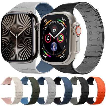xDfind Contrasting Colors Magnetic Silicone Watch Band, For Apple Watch 42 / 44 / 45 / 46 / 49mm, For Apple Watch 38 / 40 / 41 / S10 42mm