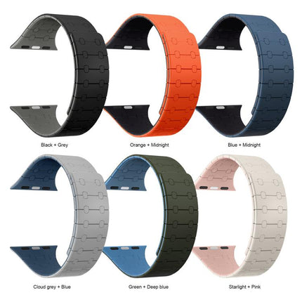xDfind Contrasting Colors Magnetic Silicone Watch Band, For Apple Watch 42 / 44 / 45 / 46 / 49mm, For Apple Watch 38 / 40 / 41 / S10 42mm