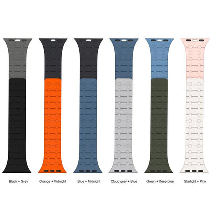xDfind Contrasting Colors Magnetic Silicone Watch Band, For Apple Watch 42 / 44 / 45 / 46 / 49mm, For Apple Watch 38 / 40 / 41 / S10 42mm