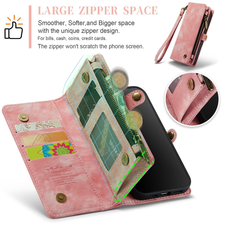 CaseMe-008 Funda de cuero con tapa horizontal multifuncional desmontable con ranura para tarjetas, soporte, billetera con cremallera y marco para fotos, para iPhone 12 Pro Max, para iPhone 12 mini, para iPhone 12/12 Pro