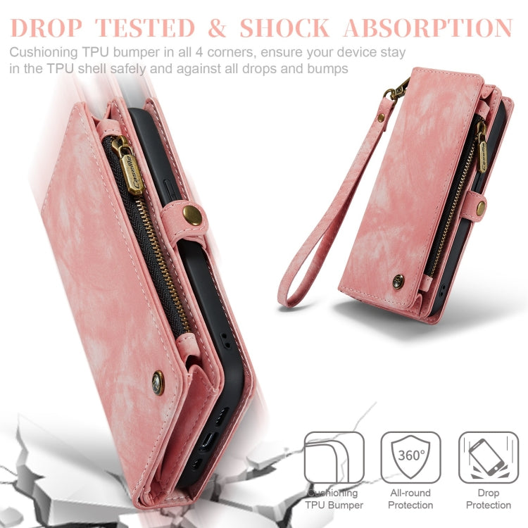 CaseMe-008 Funda de cuero con tapa horizontal multifuncional desmontable con ranura para tarjetas, soporte, billetera con cremallera y marco para fotos, para iPhone 12 Pro Max, para iPhone 12 mini, para iPhone 12/12 Pro