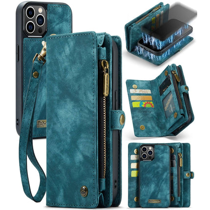 CaseMe-008 Abnehmbare multifunktionale horizontale Flip-Ledertasche mit Kartensteckplatz und -halter sowie Reißverschluss-Geldbörse und Bilderrahmen, für iPhone 12 Pro Max, für iPhone 12 Mini, für iPhone 12/12 Pro