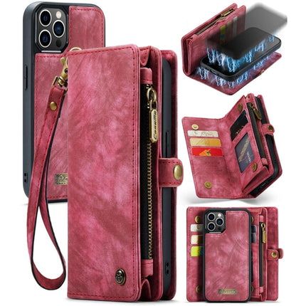 CaseMe-008 Abnehmbare multifunktionale horizontale Flip-Ledertasche mit Kartensteckplatz und -halter sowie Reißverschluss-Geldbörse und Bilderrahmen, für iPhone 12 Pro Max, für iPhone 12 Mini, für iPhone 12/12 Pro