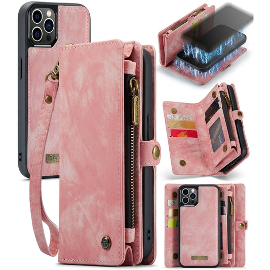 CaseMe-008 Abnehmbare multifunktionale horizontale Flip-Ledertasche mit Kartensteckplatz und -halter sowie Reißverschluss-Geldbörse und Bilderrahmen, für iPhone 12 Pro Max, für iPhone 12 Mini, für iPhone 12/12 Pro