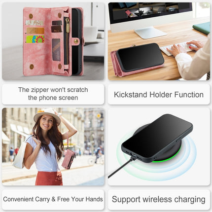 CaseMe-008 Abnehmbare multifunktionale horizontale Flip-Ledertasche mit Kartensteckplatz und -halter sowie Reißverschluss-Geldbörse und Bilderrahmen, für iPhone 12 Pro Max, für iPhone 12 Mini, für iPhone 12/12 Pro