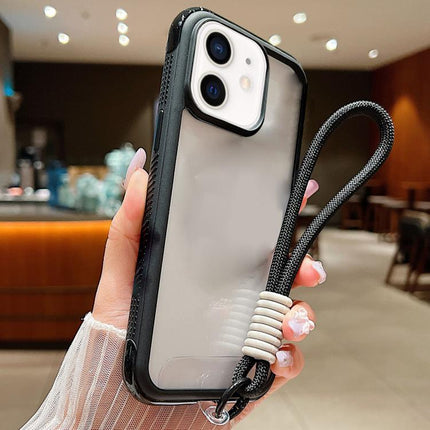Solid Color Edge Transparency Acrylic TPU Phone Case with Wrist Strap